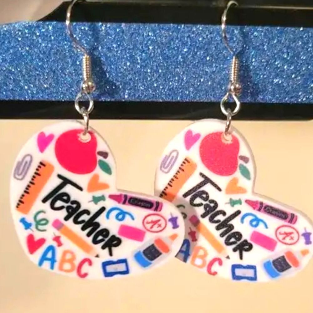 Adult Hand crafted Teacher Dangle Earrings